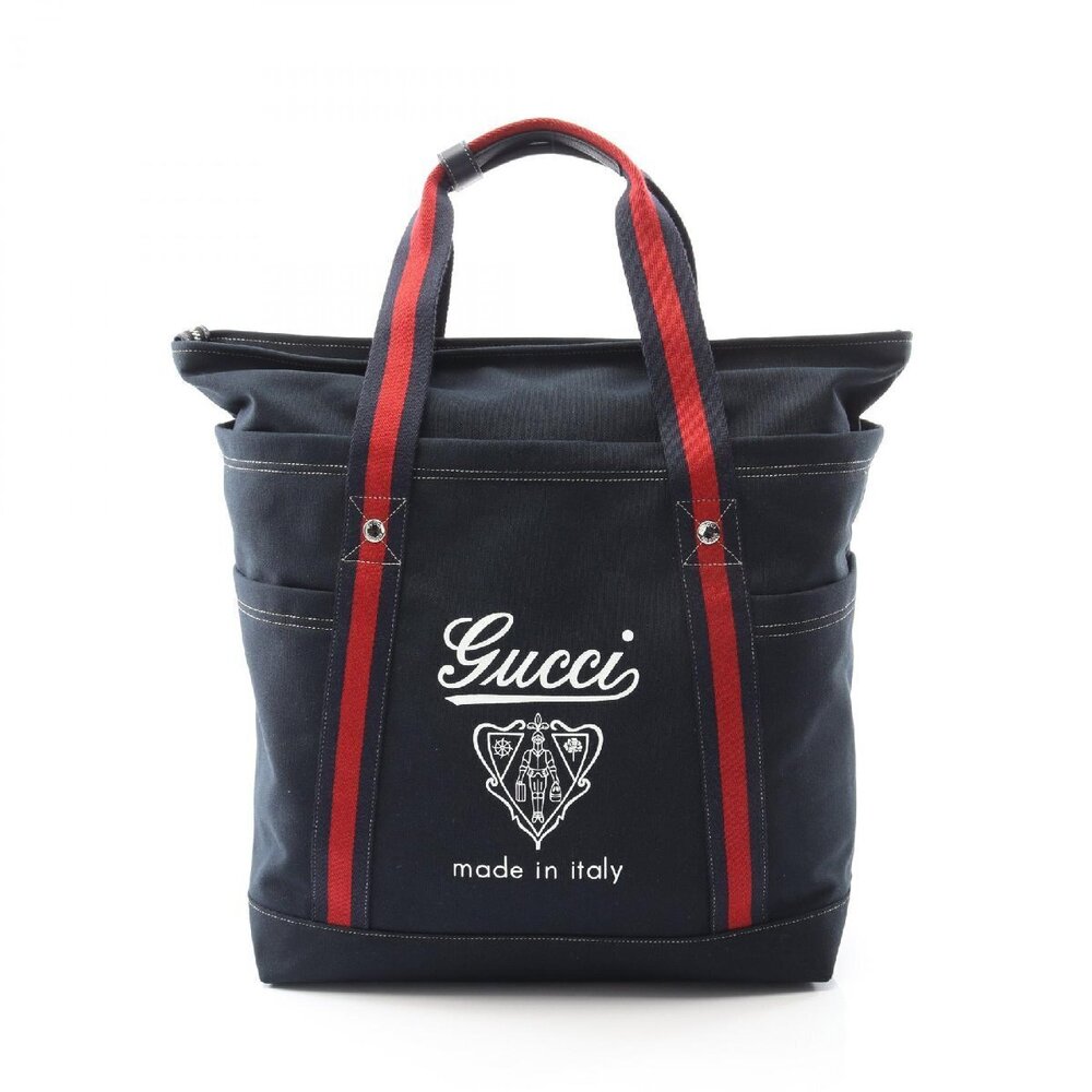 Gucci Sherry Tote Bag Canvas Navy Blue